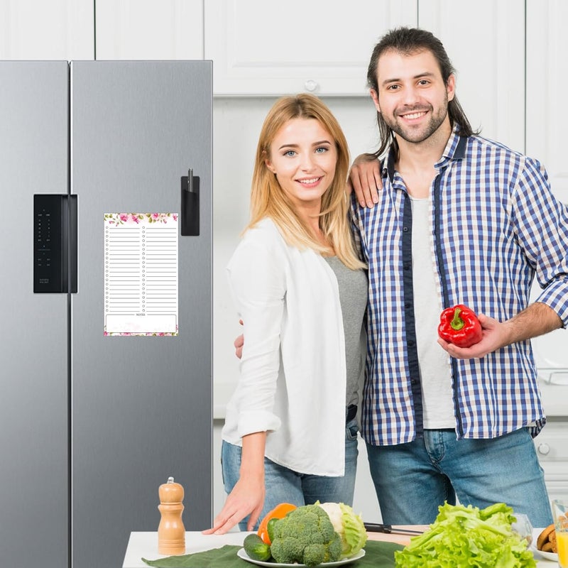 Thboxes 2 Pack Grocery List Magnet Pad for Fridge, Totally 120 Sheets Magnetic Note Pad for Fridge Full Back Magnet Shopping List, To Do List, Memo Notepads with Pen Holder, 4.5x7.5(Pink Flower) - Image 4